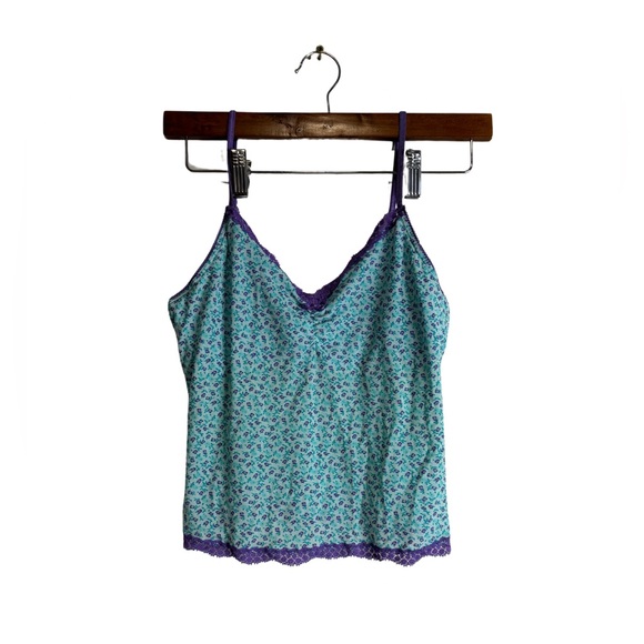 Victoria's Secret Other - Victoria's Secret floral lace pink and blue sleep‎ wear top size S